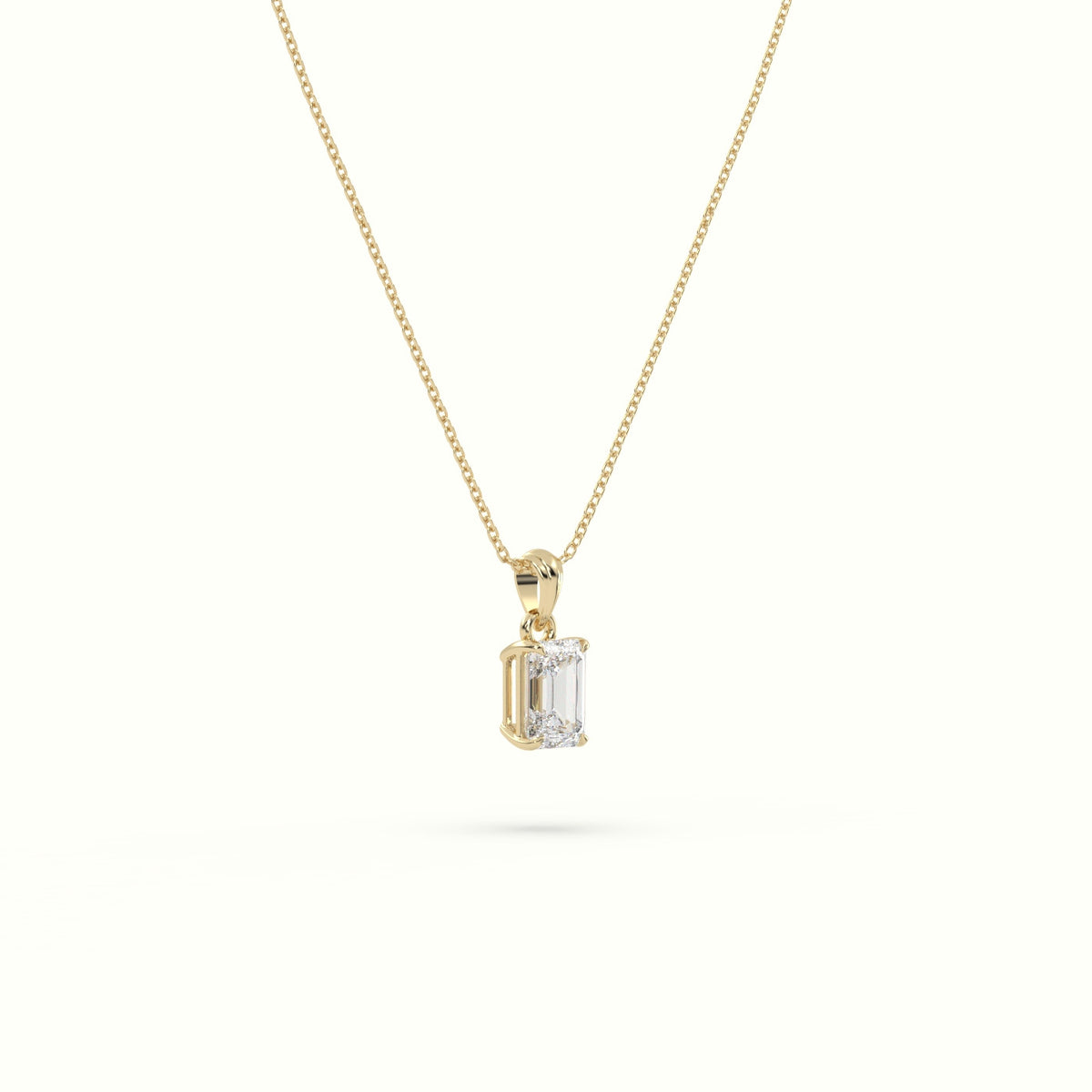Emerald Cut Solitaire Diamond Pendant — Yellow Gold