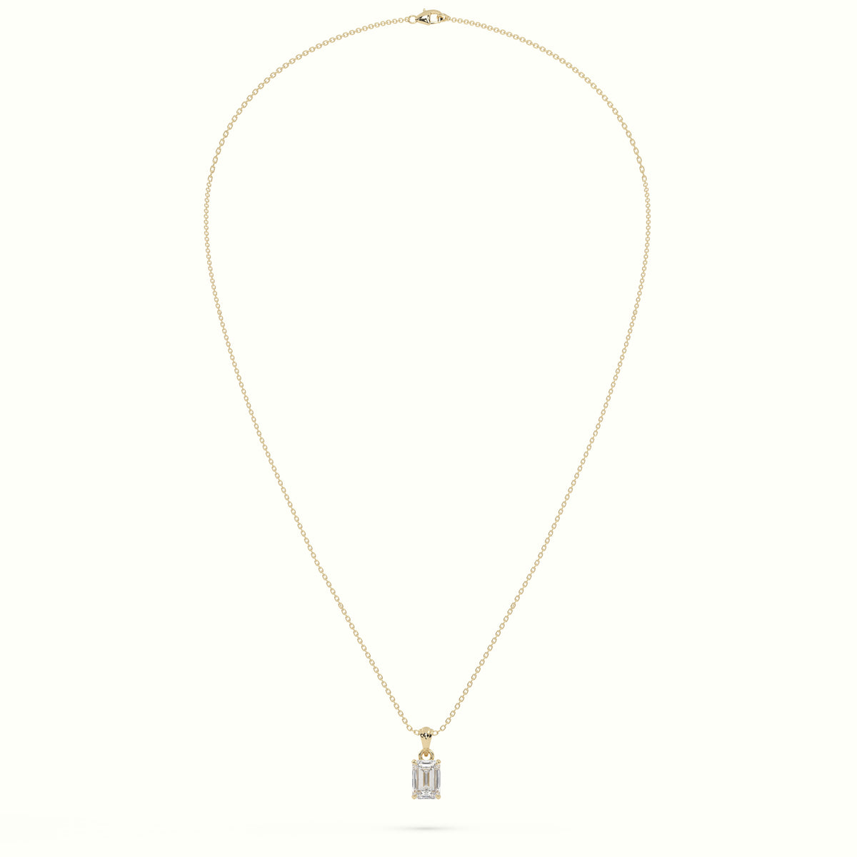 Emerald Cut Solitaire Diamond Pendant — Yellow Gold