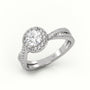Round Cut Diamond 4 Prongs Scallop Setting Designer Engagement Ring — White Gold