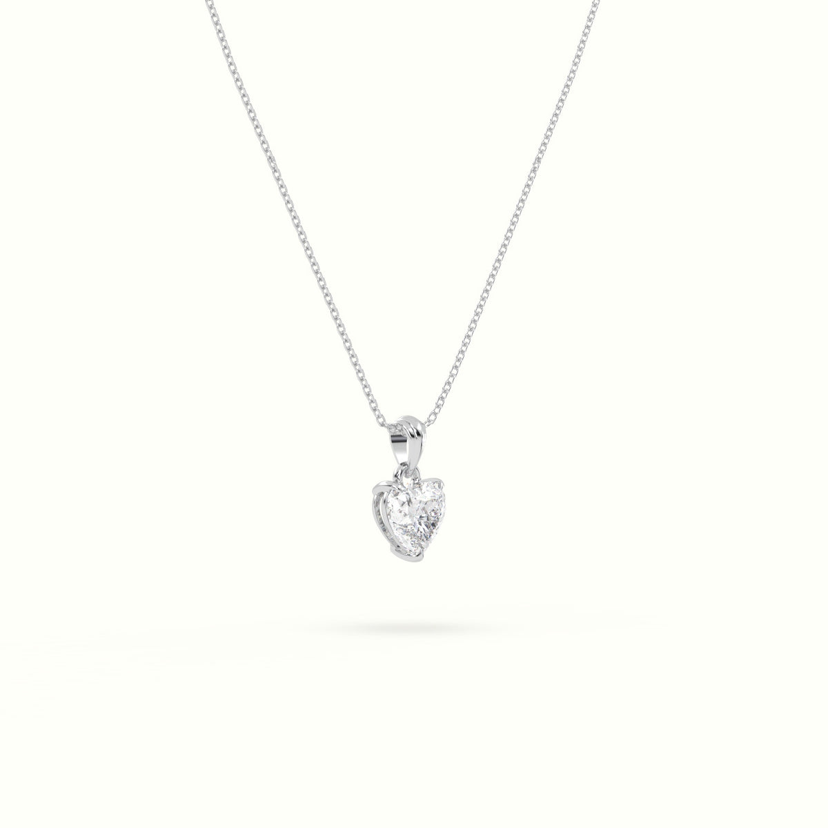 Heart Cut Solitaire Diamond Pendant — White Gold