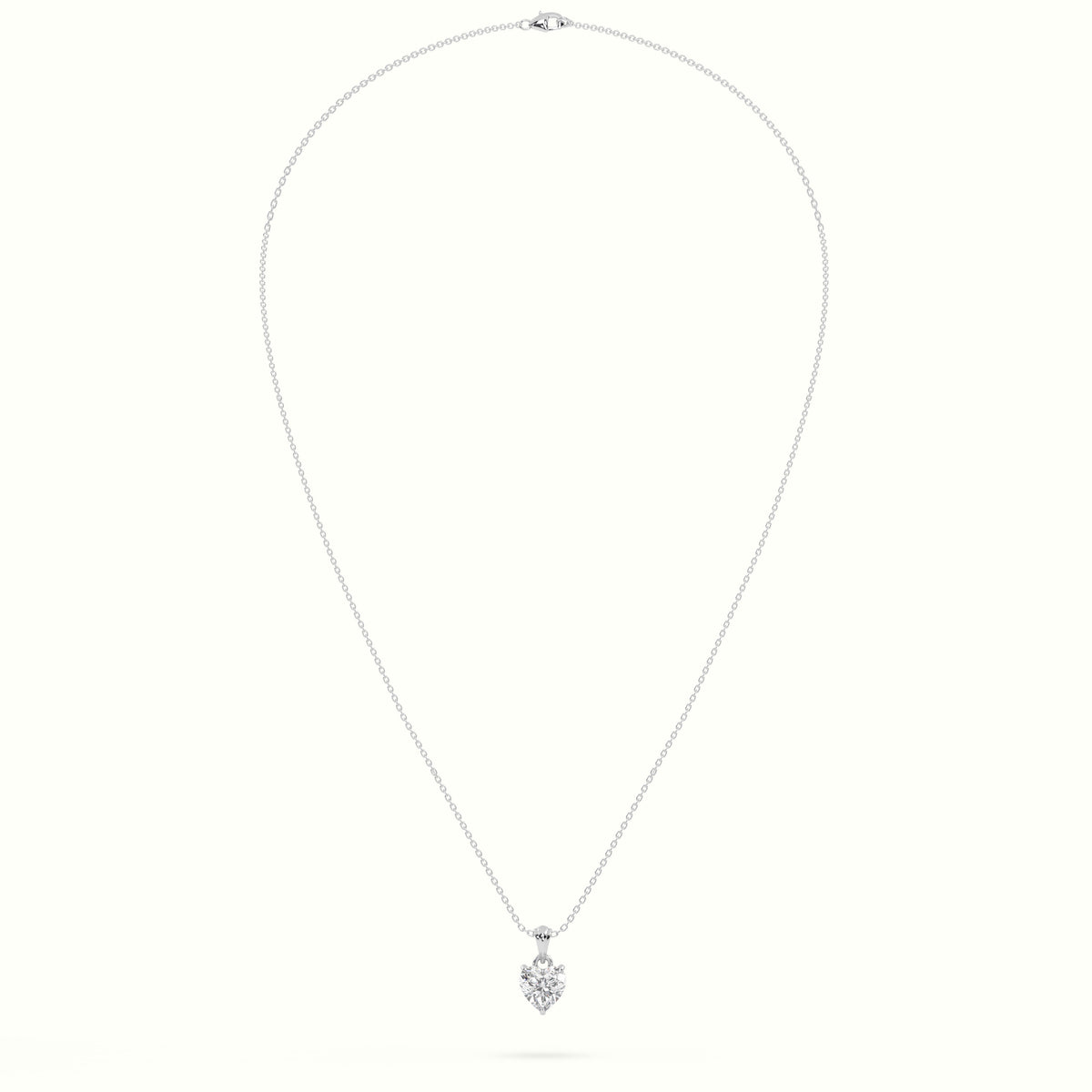 Heart Cut Solitaire Diamond Pendant — White Gold