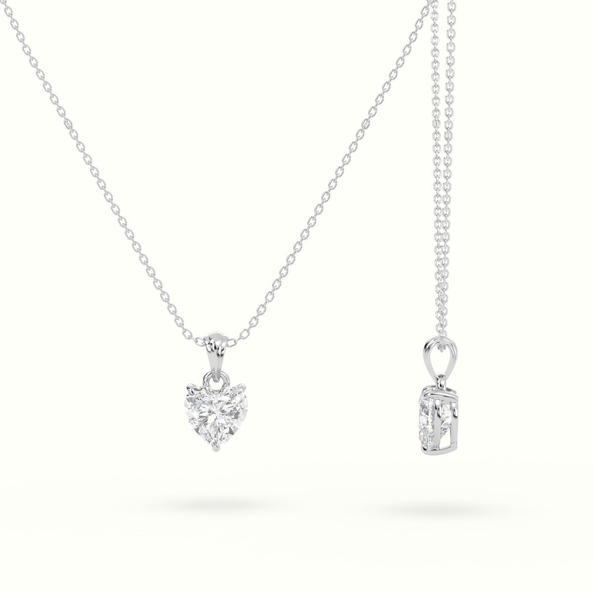 Heart Cut Solitaire Diamond Pendant — White Gold