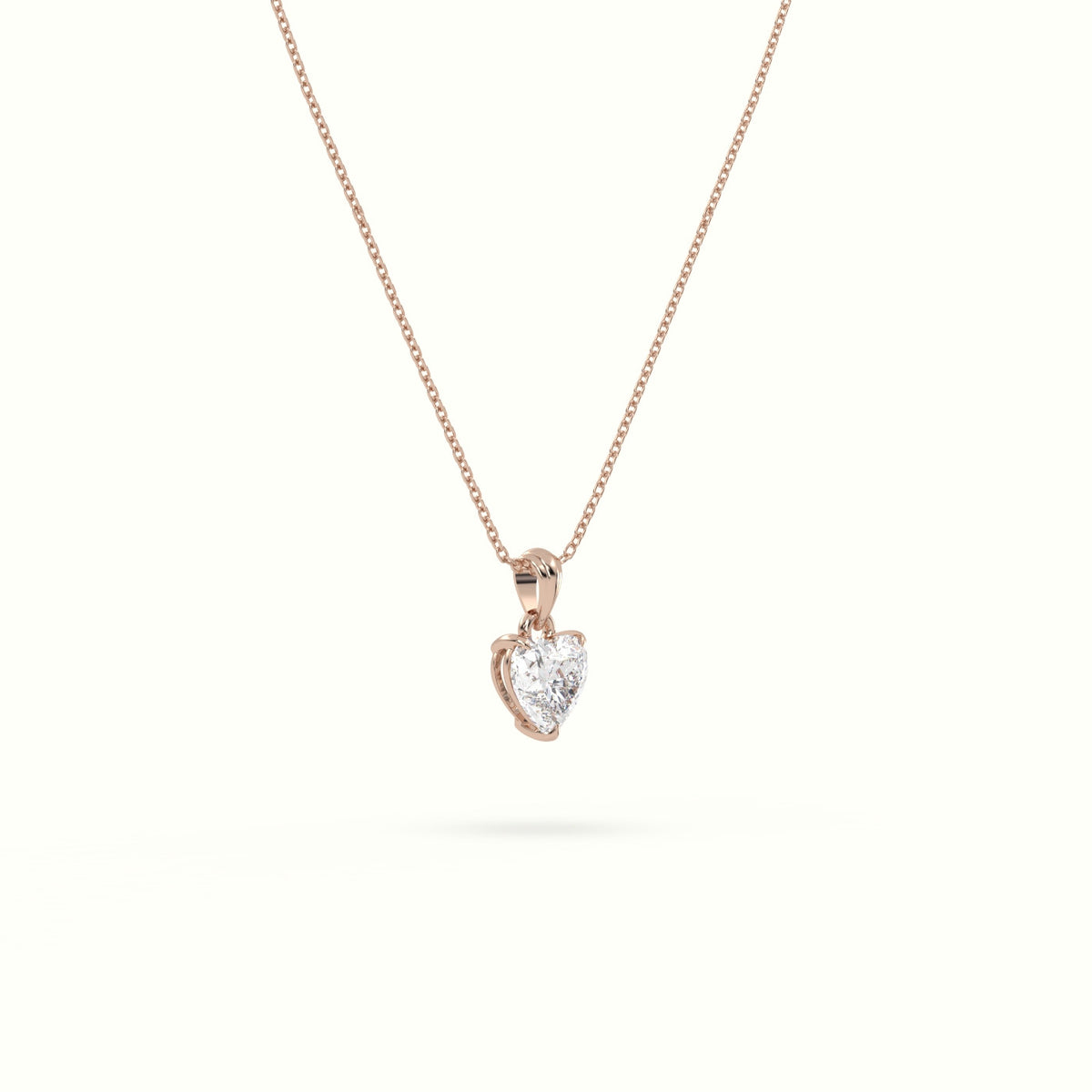 Heart Cut Solitaire Diamond Pendant — Rose Gold