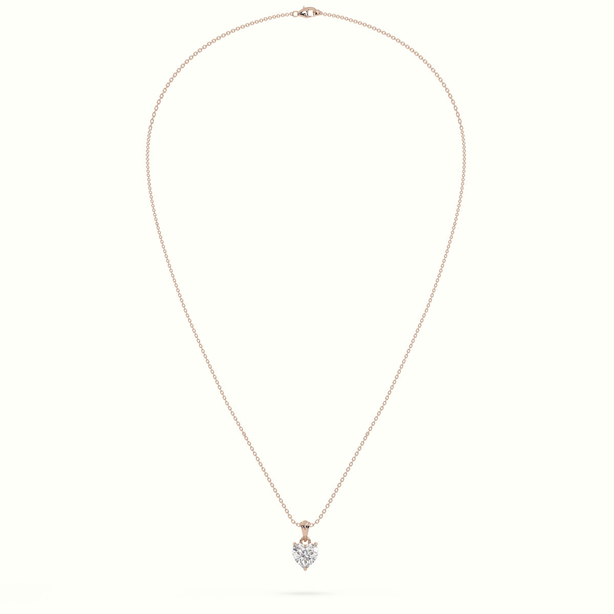 Heart Cut Solitaire Diamond Pendant — Rose Gold