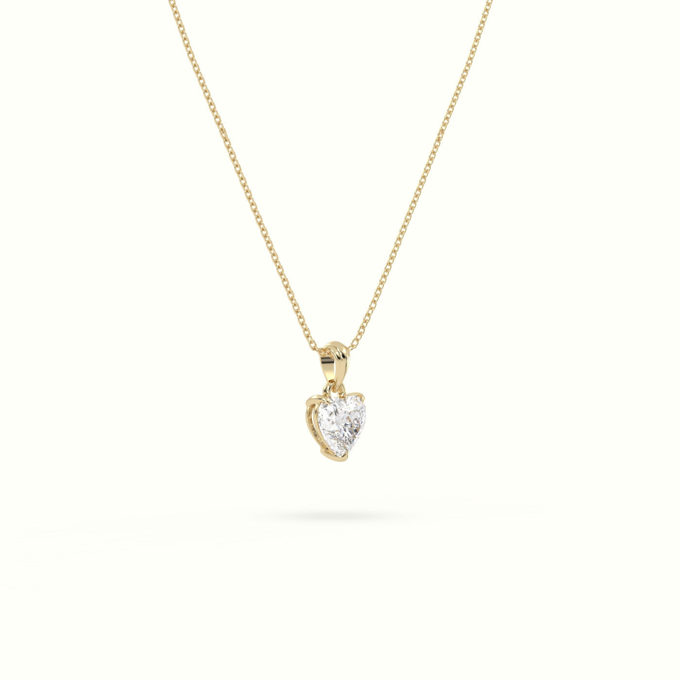 Heart Cut Solitaire Diamond Pendant — Yellow Gold