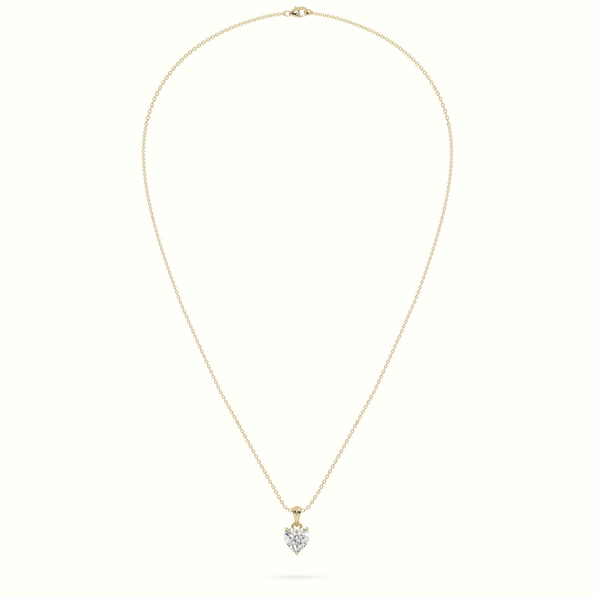 Heart Cut Solitaire Diamond Pendant — Yellow Gold