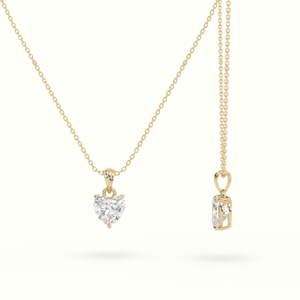 Heart Cut Solitaire Diamond Pendant — Yellow Gold