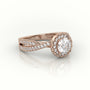 Round Cut Diamond 4 Prongs Scallop Setting Designer Engagement Ring — Rose Gold
