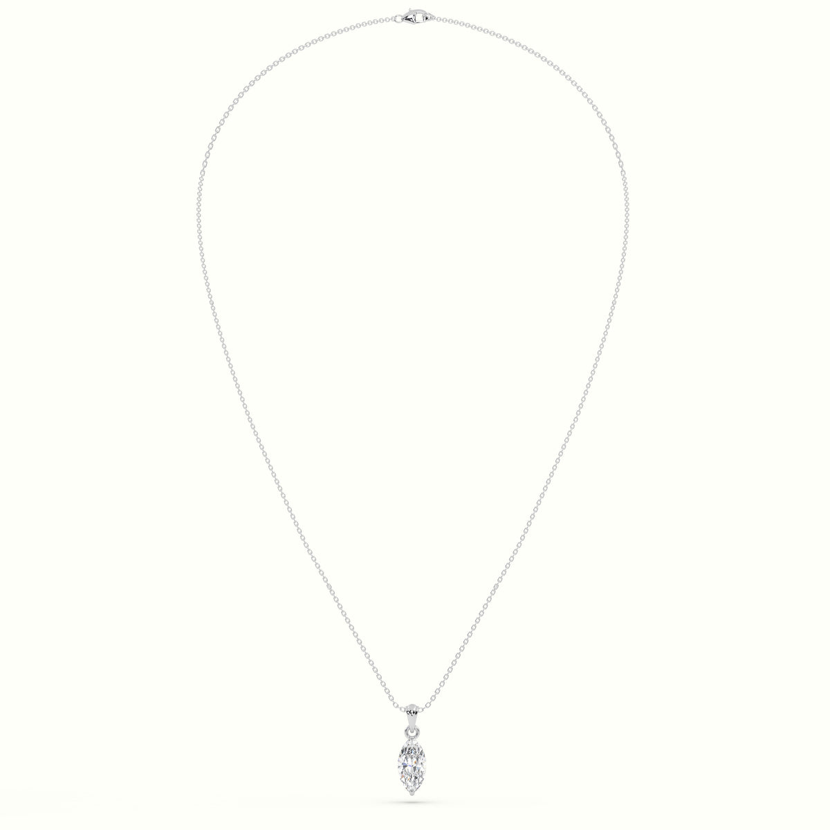 Marquise Cut Solitaire Diamond Pendant — White Gold