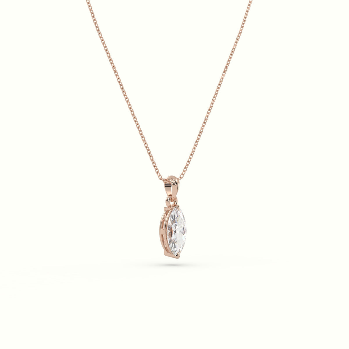 Marquise Cut Solitaire Diamond Pendant — Rose Gold