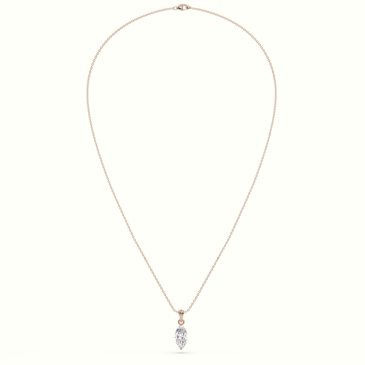 Marquise Cut Solitaire Diamond Pendant — Rose Gold