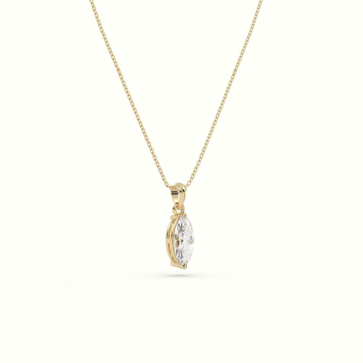 Marquise Cut Solitaire Diamond Pendant — Yellow Gold