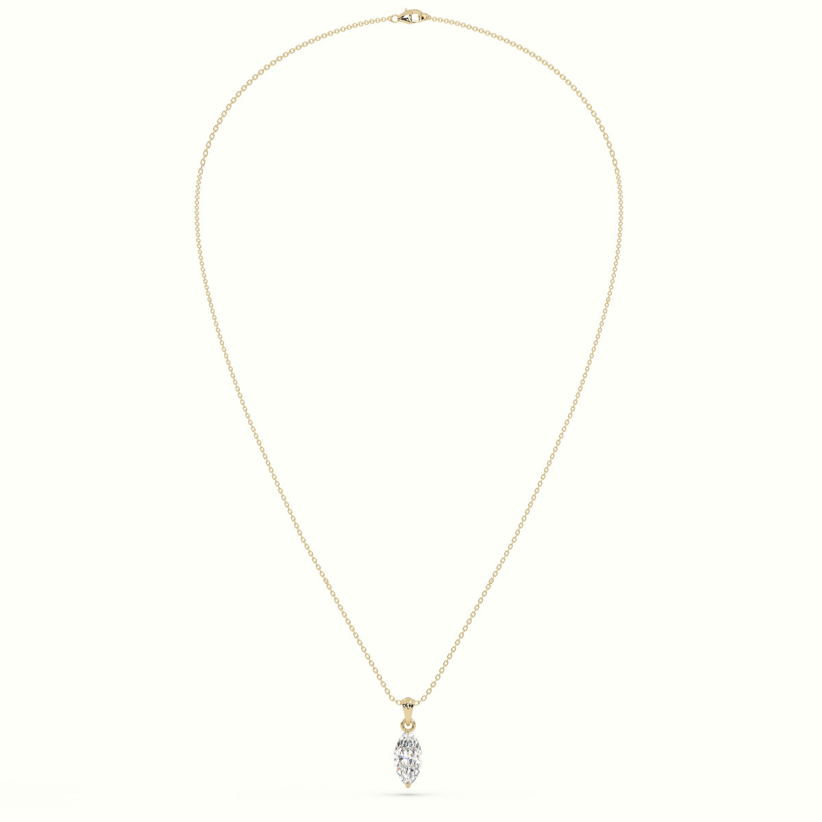 Marquise Cut Solitaire Diamond Pendant — Yellow Gold