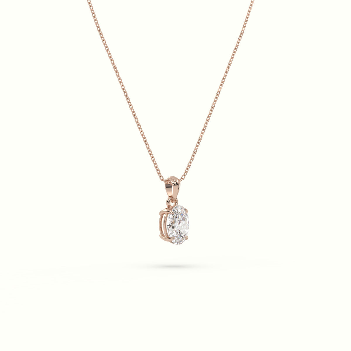 Oval Cut Solitaire Diamond Pendant — Rose Gold