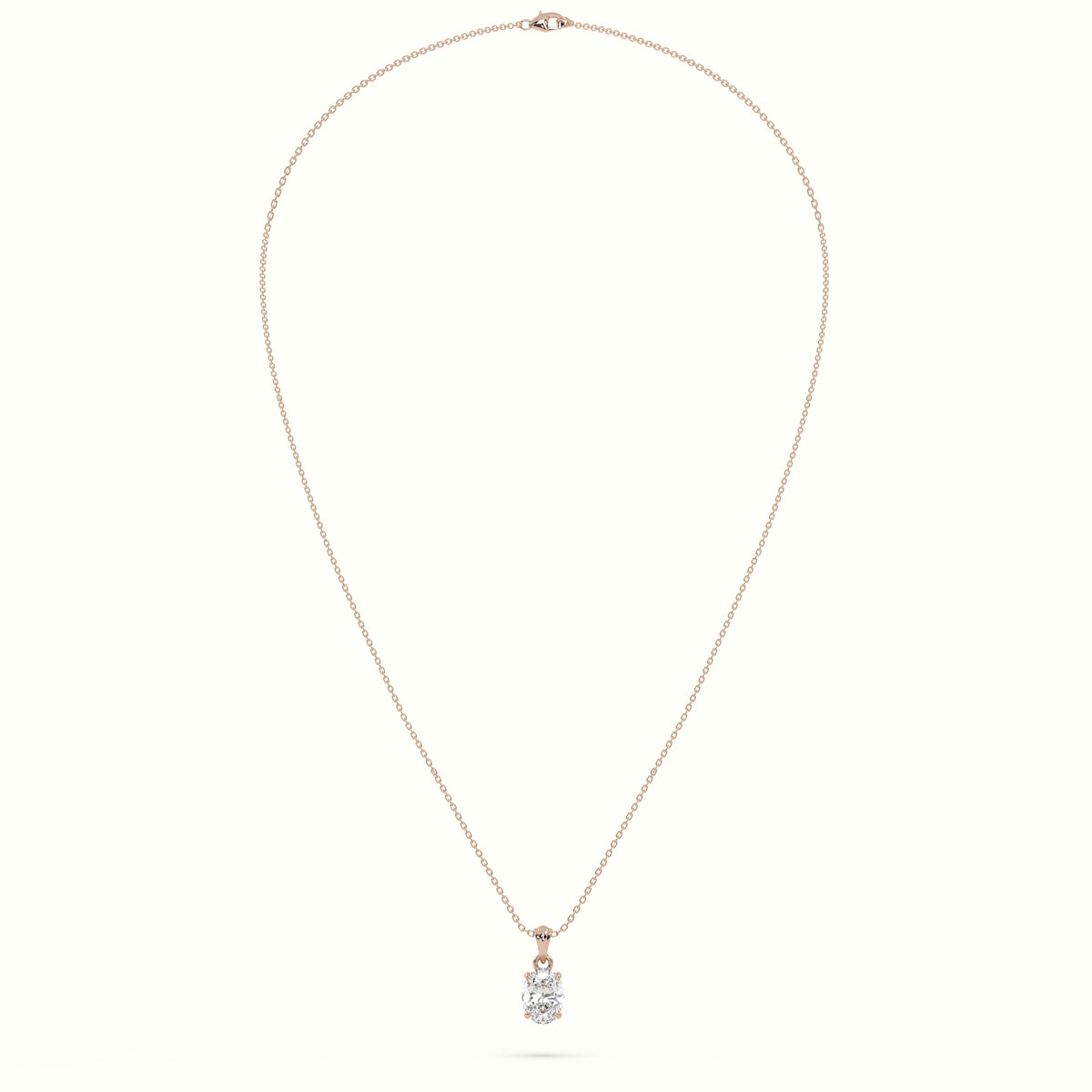 Oval Cut Solitaire Diamond Pendant — Rose Gold