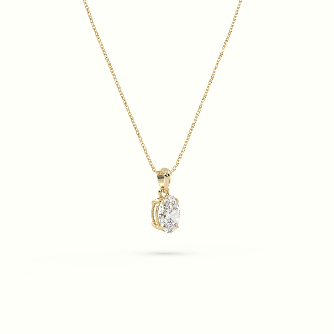 Oval Cut Solitaire Diamond Pendant — Yellow Gold
