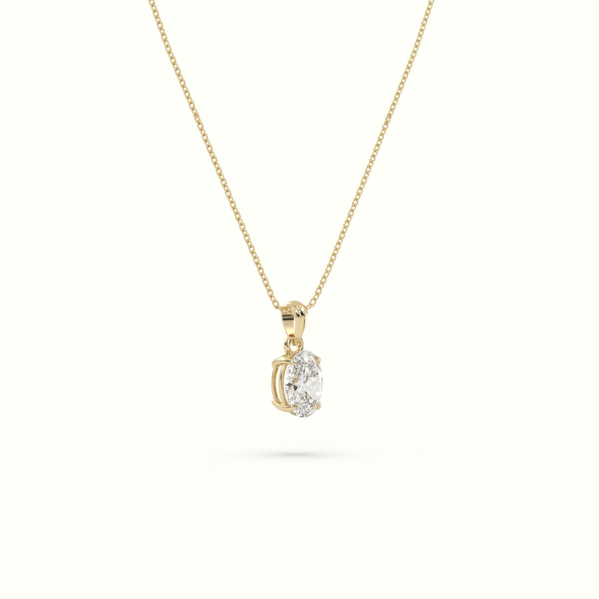 Oval Cut Solitaire Diamond Pendant — Yellow Gold