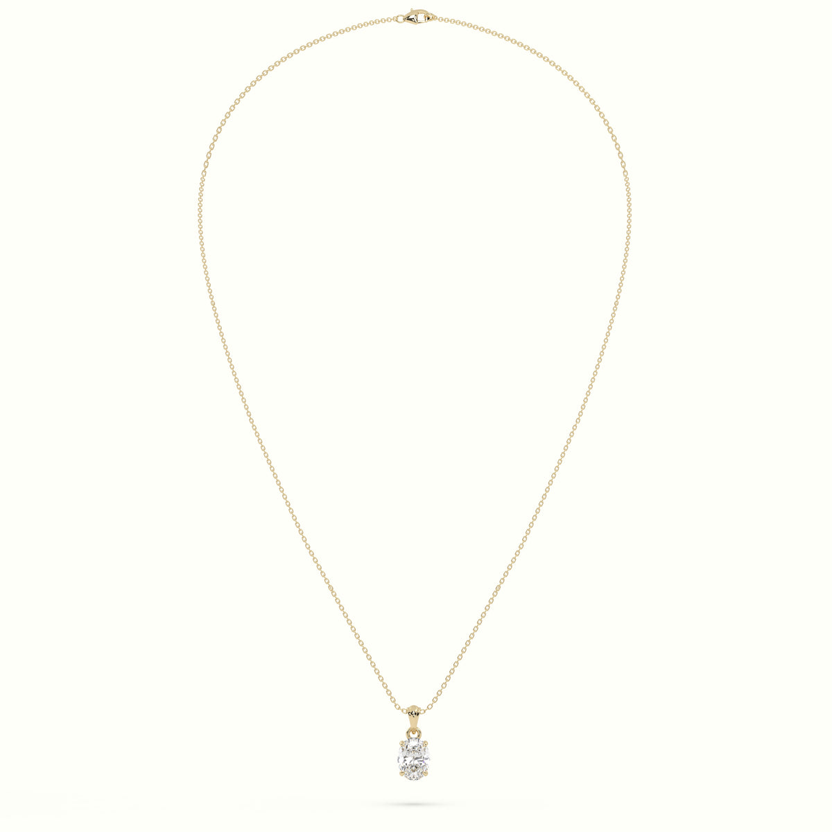 Oval Cut Solitaire Diamond Pendant — Yellow Gold