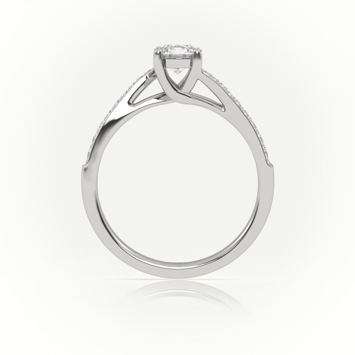 Round-Cut Diamond 4 Prongs Designer Engagement Ring — White Gold