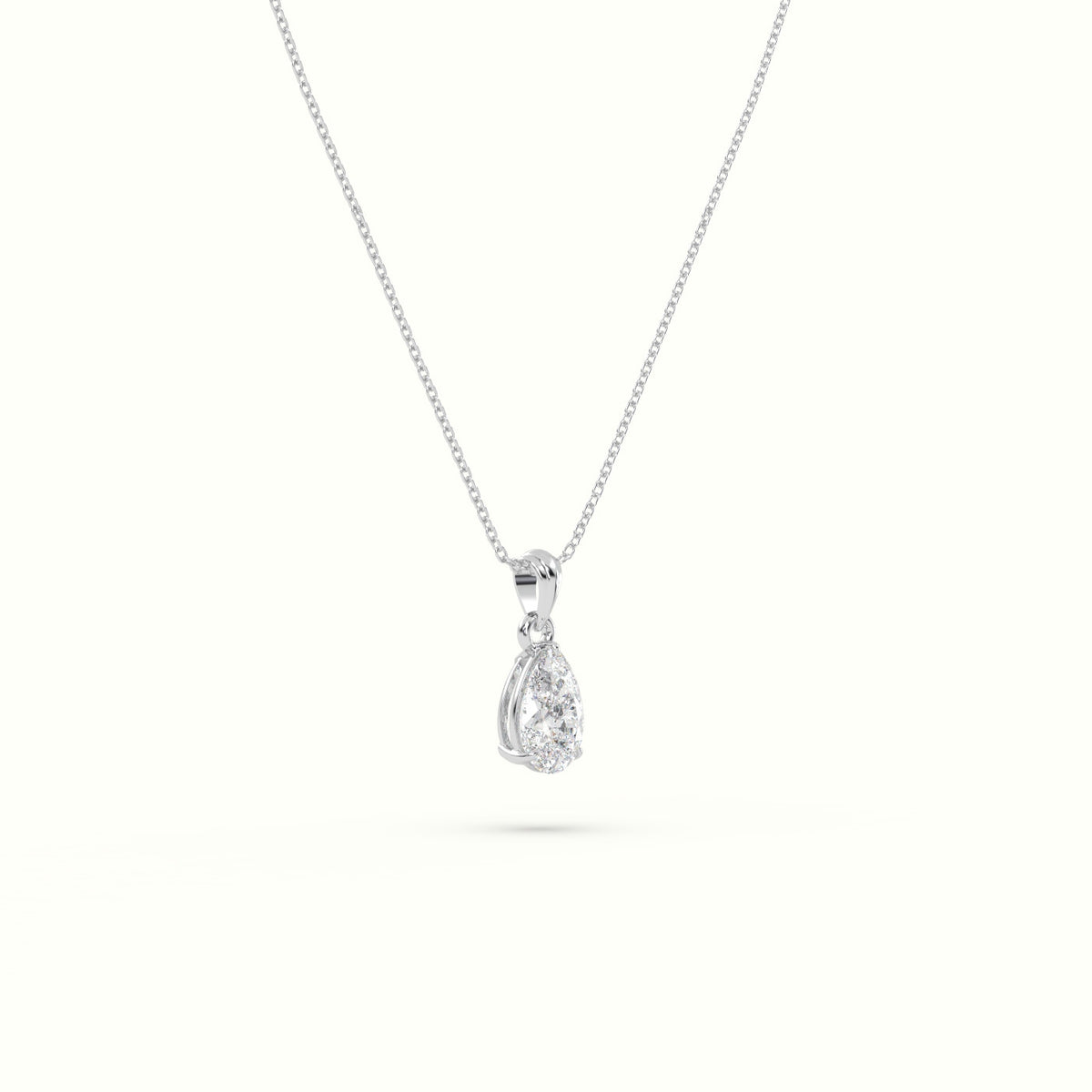 Pear Cut Solitaire Diamond Pendant — White Gold