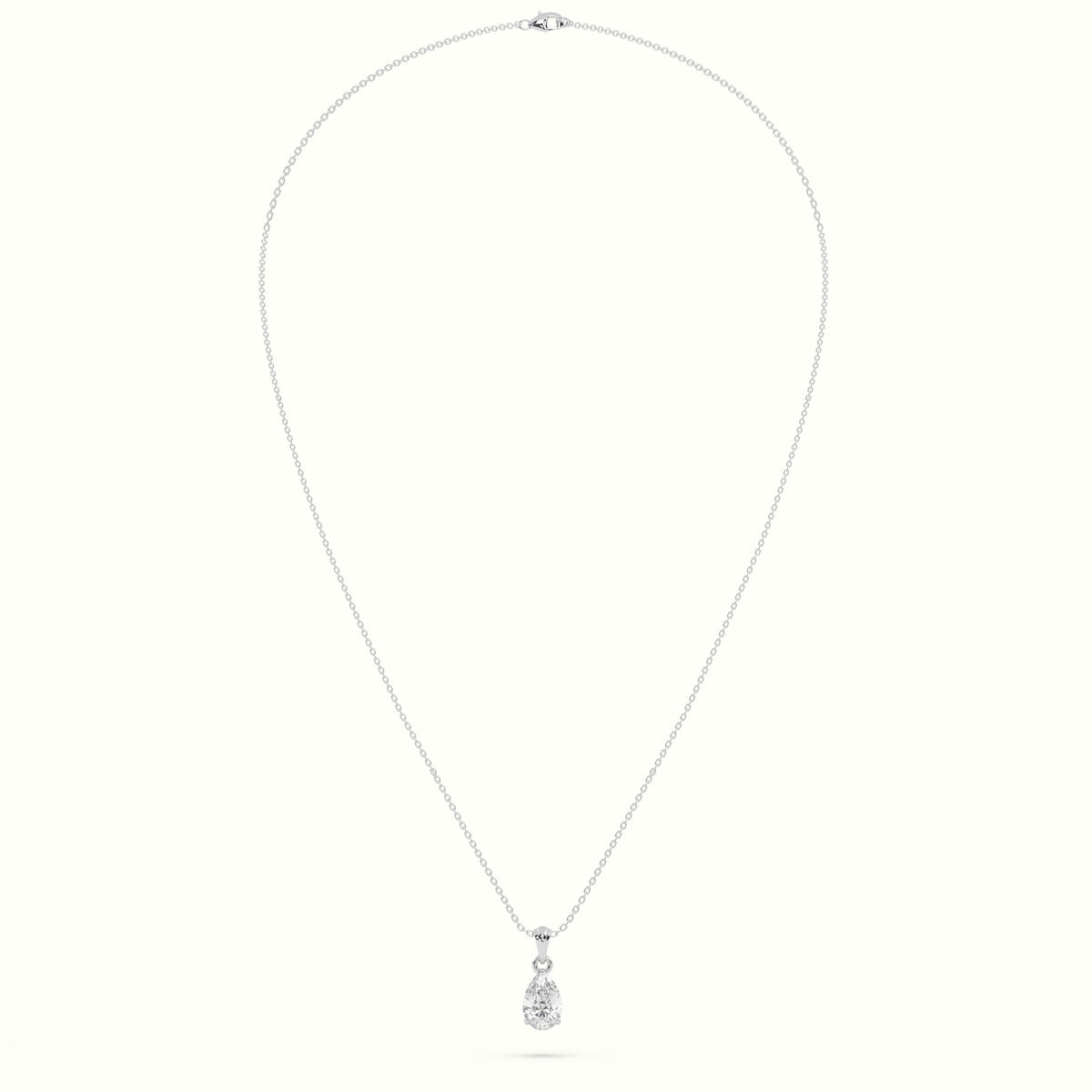 Pear Cut Solitaire Diamond Pendant — White Gold