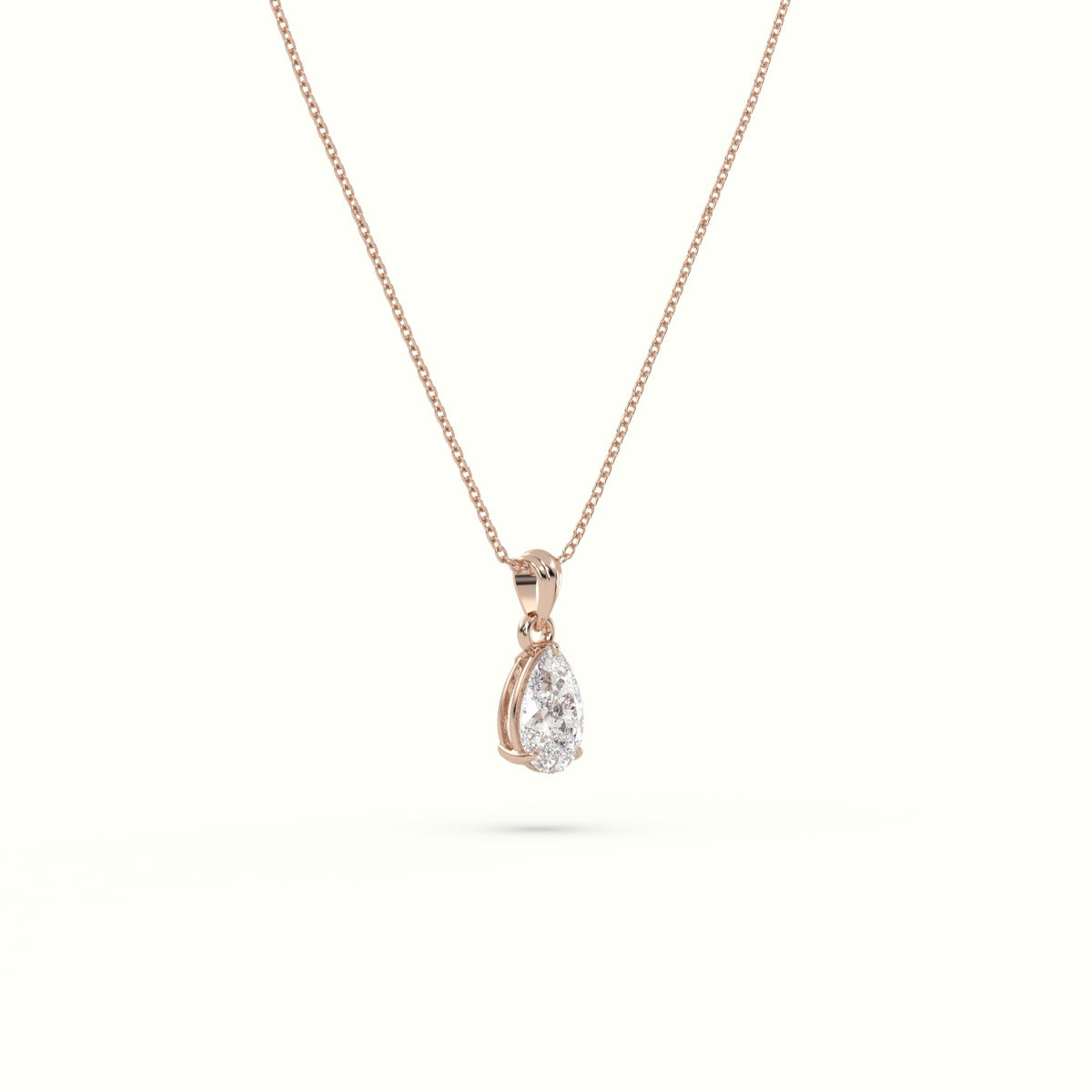 Pear Cut Solitaire Diamond Pendant — Rose Gold