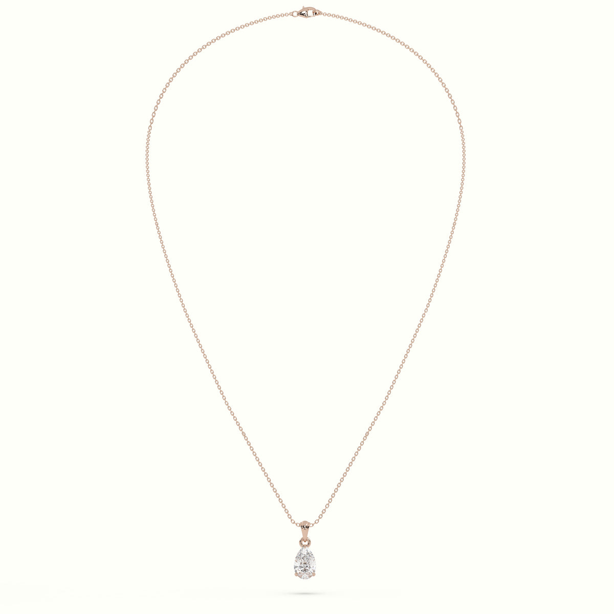 Pear Cut Solitaire Diamond Pendant — Rose Gold