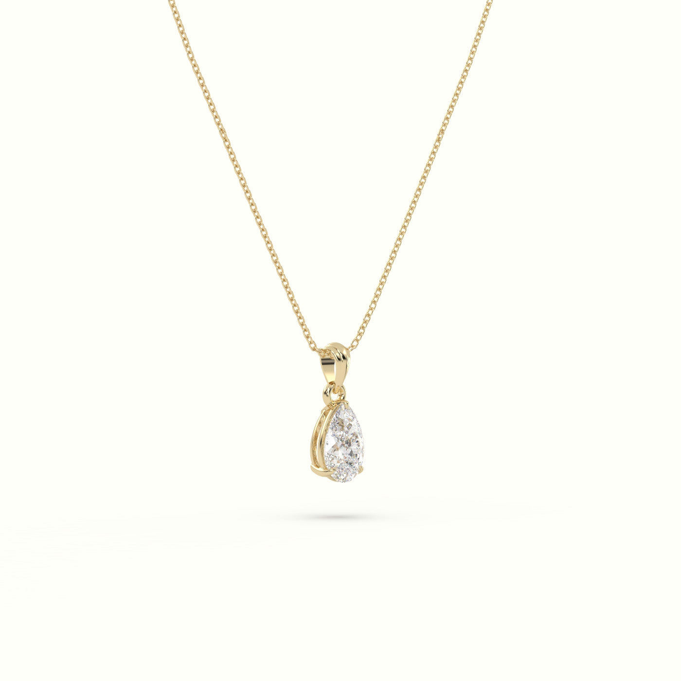 Pear Cut Solitaire Diamond Pendant — Yellow Gold