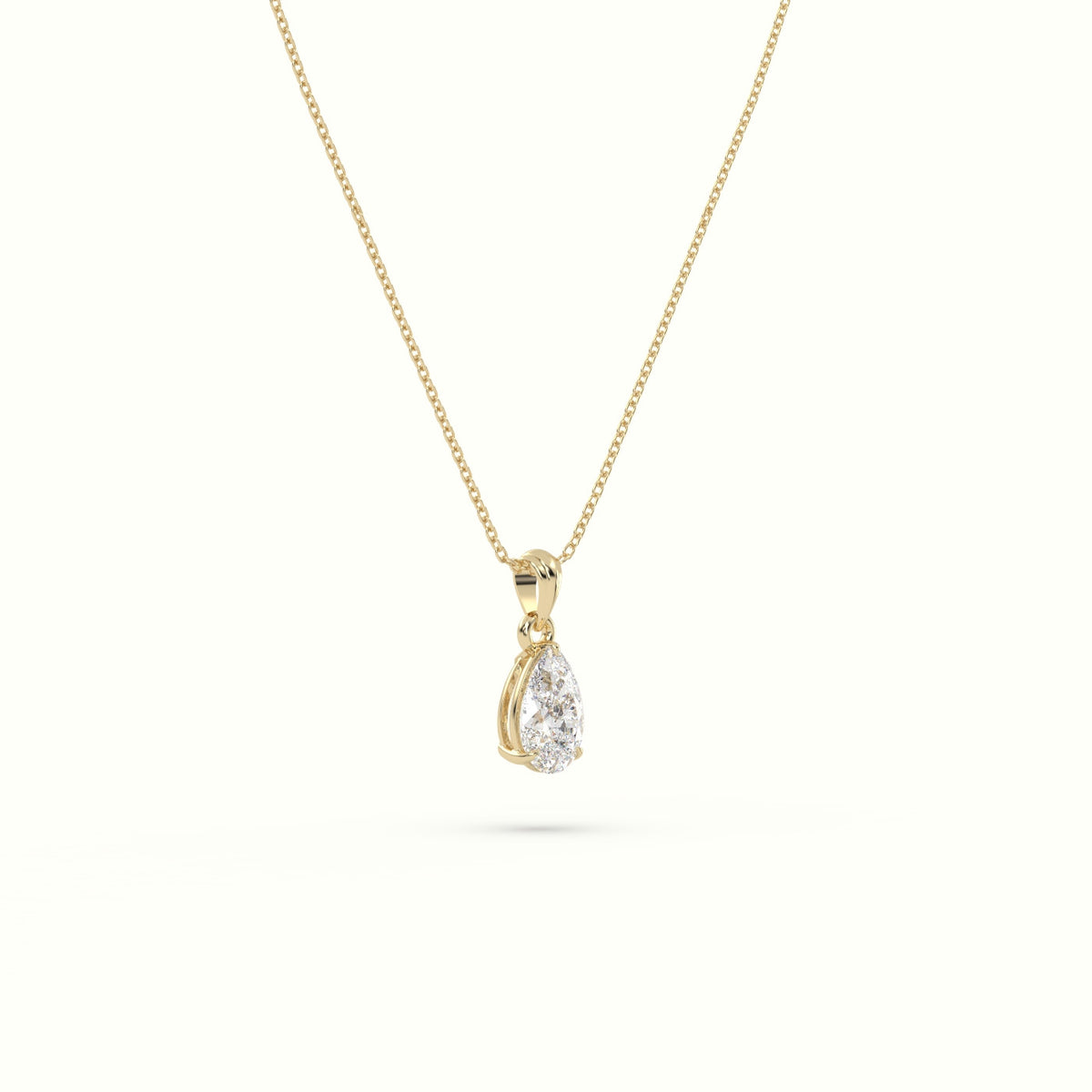 Pear Cut Solitaire Diamond Pendant — Yellow Gold