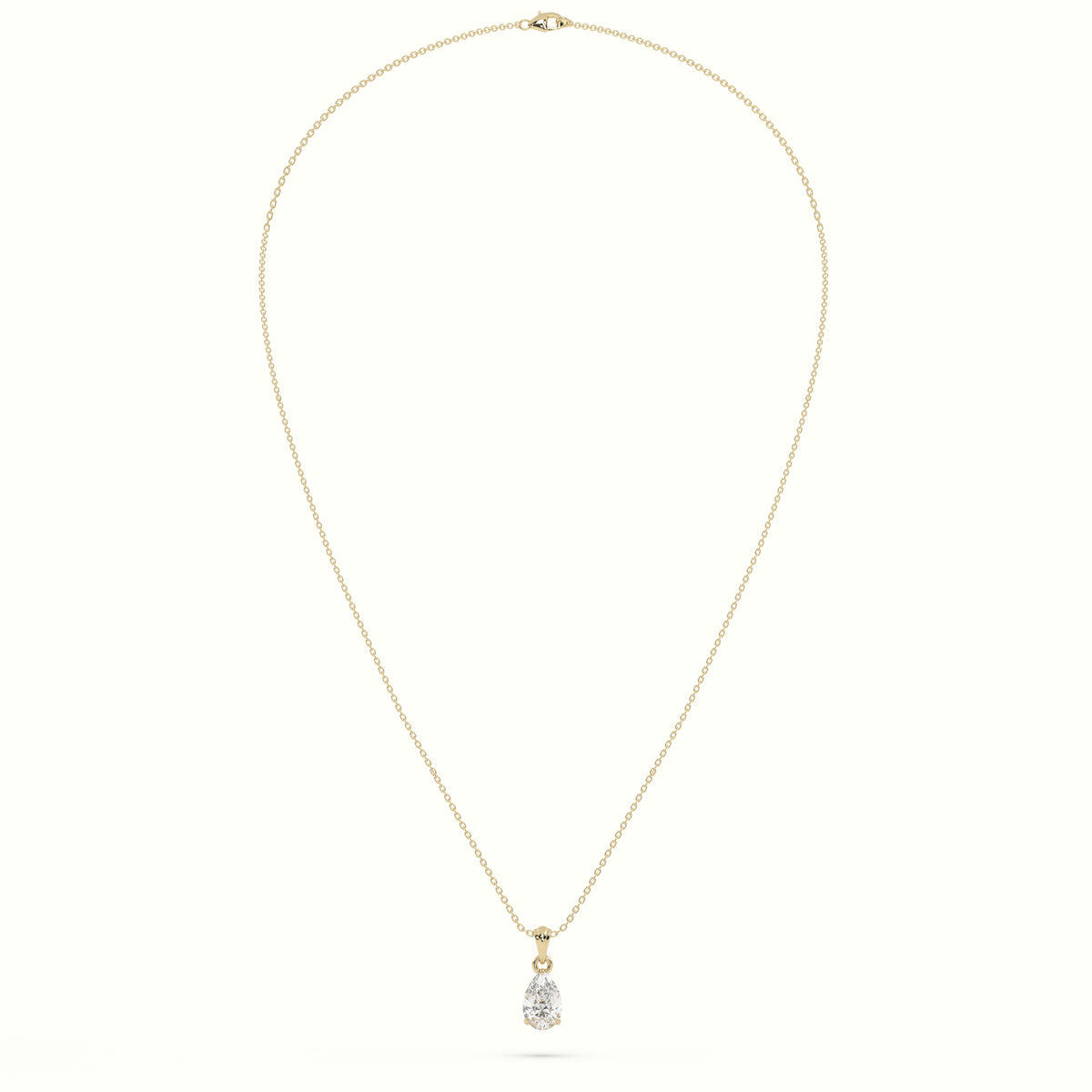 Pear Cut Solitaire Diamond Pendant — Yellow Gold