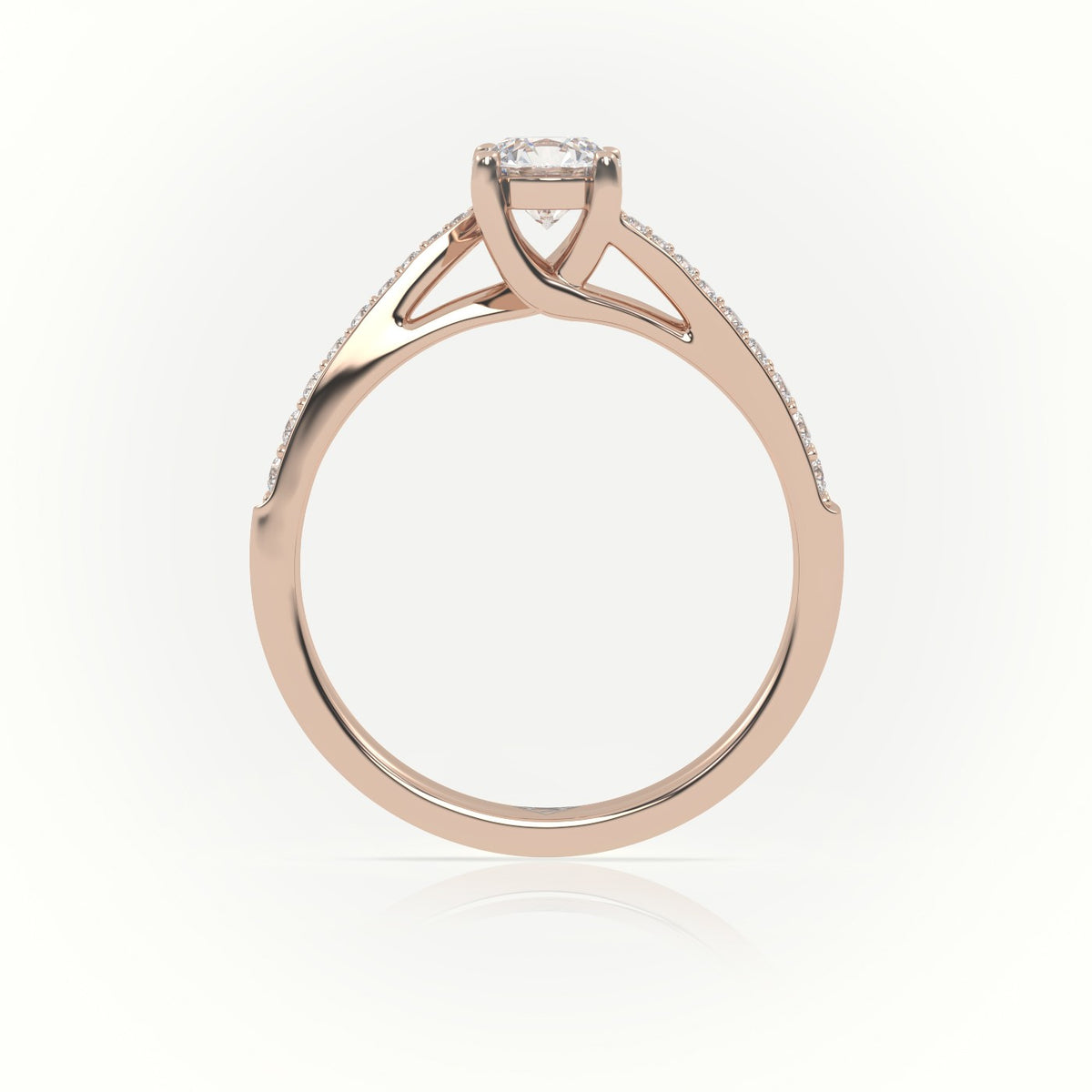 Round-Cut Diamond 4 Prongs Designer Engagement Ring — Rose Gold