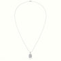 Emerald Cut Solitaire Halo Diamond Pendant — White Gold