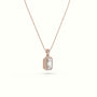 Emerald Cut Solitaire Halo Diamond Pendant — Rose Gold