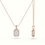 Emerald Cut Solitaire Halo Diamond Pendant — Rose Gold