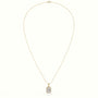 Emerald Cut Solitaire Halo Diamond Pendant — Yellow Gold