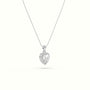 Heart Cut Solitaire Halo Diamond Pendant — White Gold