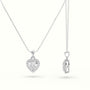 Heart Cut Solitaire Halo Diamond Pendant — White Gold