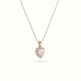 Heart Cut Solitaire Halo Diamond Pendant — Rose Gold