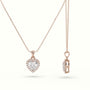 Heart Cut Solitaire Halo Diamond Pendant — Rose Gold