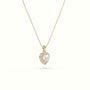 Heart Cut Solitaire Halo Diamond Pendant — Yellow Gold