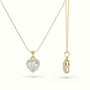 Heart Cut Solitaire Halo Diamond Pendant — Yellow Gold