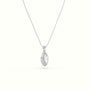 Marquise Cut Solitaire Halo Diamond Pendant — White Gold