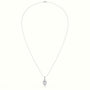 Marquise Cut Solitaire Halo Diamond Pendant — White Gold