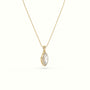 Marquise Cut Solitaire Halo Diamond Pendant — Yellow Gold