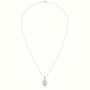 Oval Cut Solitaire Halo Diamond Pendant — White Gold