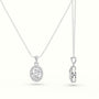 Oval Cut Solitaire Halo Diamond Pendant — White Gold