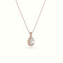 Oval Cut Solitaire Halo Diamond Pendant — Rose Gold