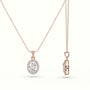 Oval Cut Solitaire Halo Diamond Pendant — Rose Gold