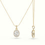 Oval Cut Solitaire Halo Diamond Pendant — Yellow Gold