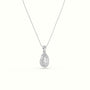 Pear Cut Solitaire Halo Diamond Pendant — White Gold